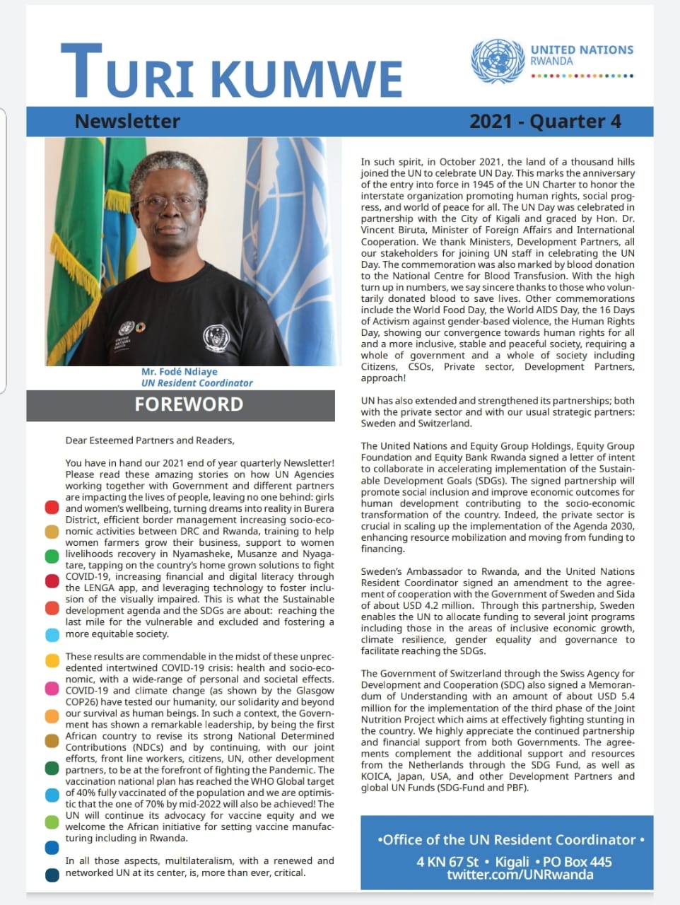 UN Rwanda Quarterly Newsletter "TURI KUMWE"