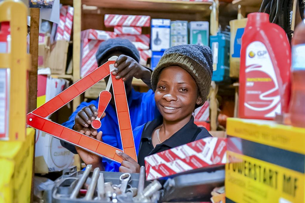 Umutoni Gisele at her workshop in Kigali.