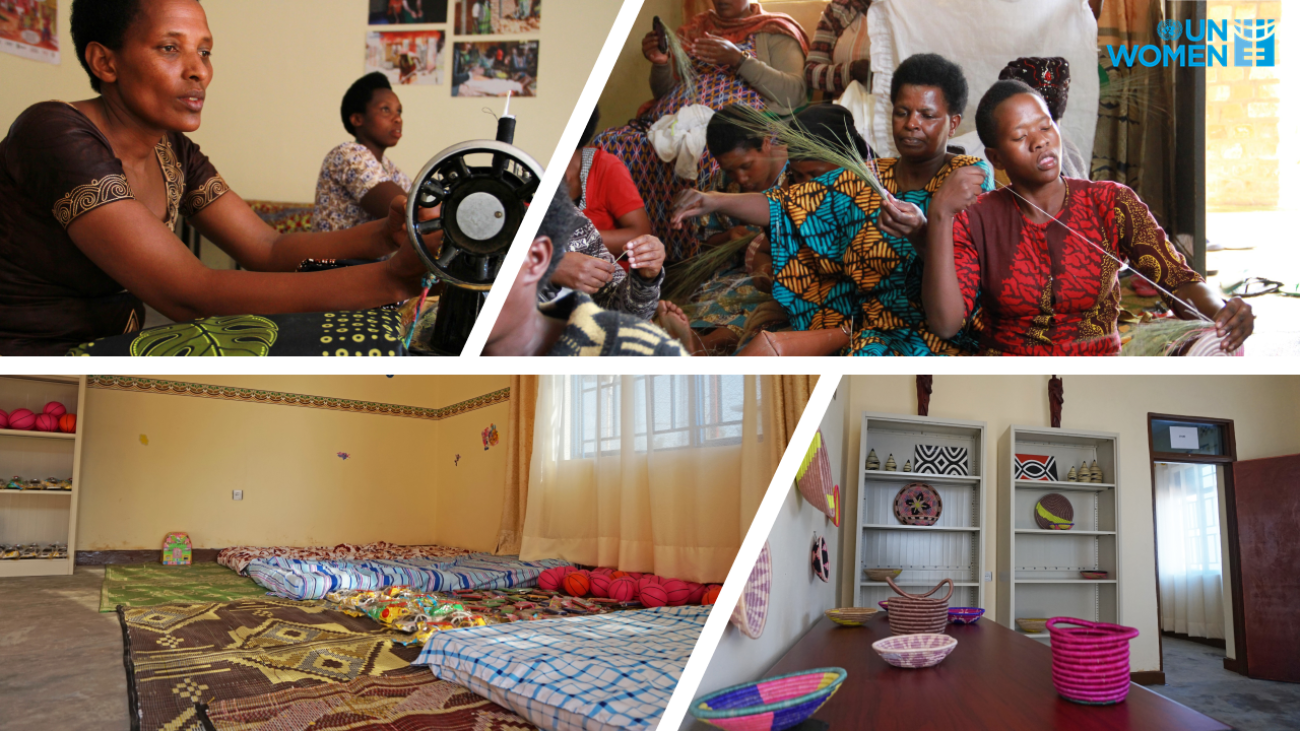 Refugee women are enjoying the Women Opportunity Center facilities built by UN Women in Kigeme Refugee Camp.