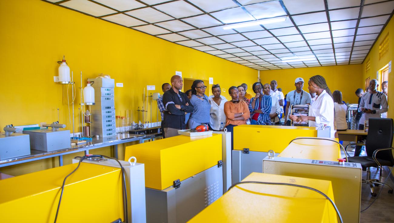 UNCT members listening to a lecturer about some of the programmes at IPRC Huye, during the joint visit