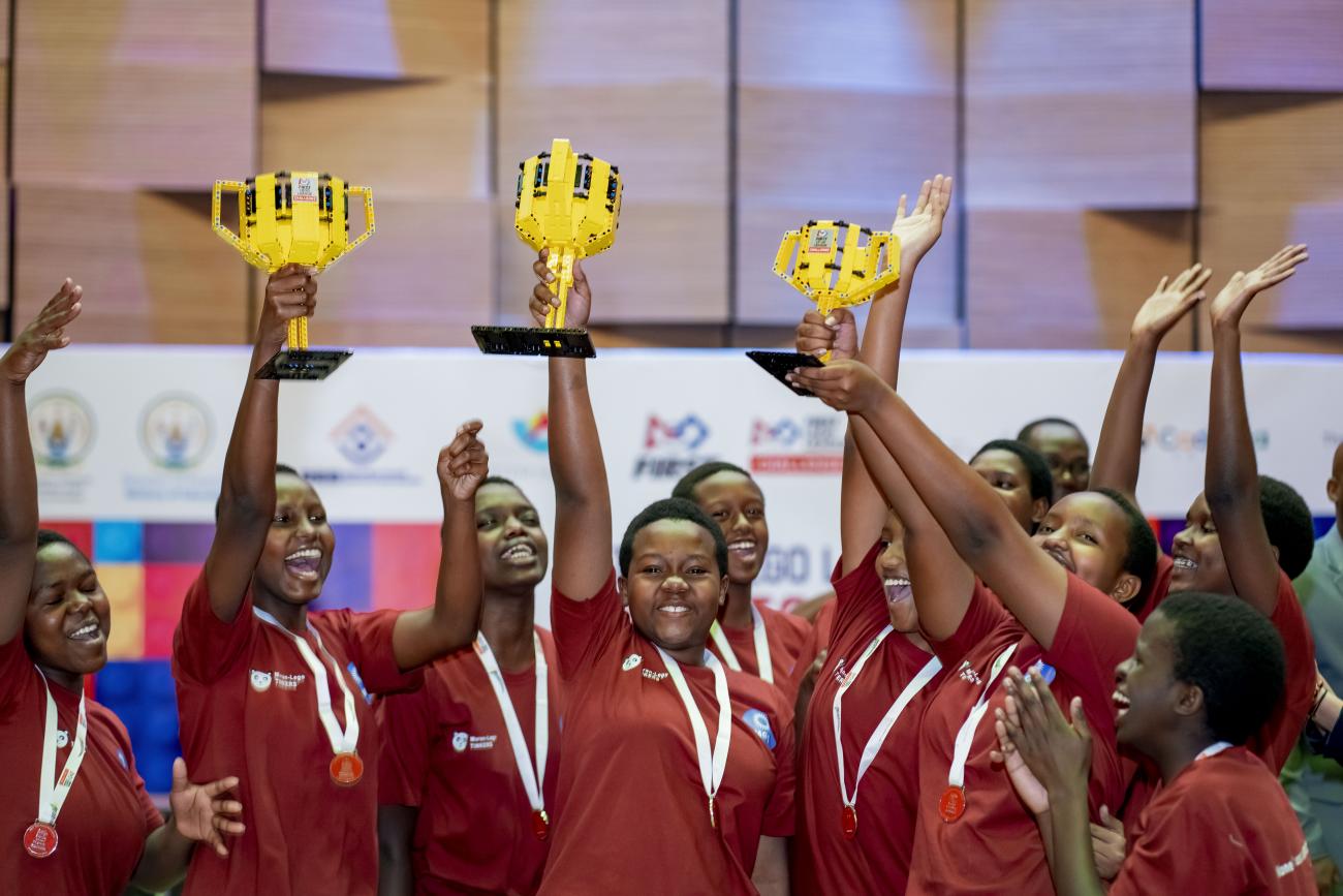 Students from Maranyundo Girls School rejoiced in celebration following  their triumphant victory in the Firtst Lego League competition.