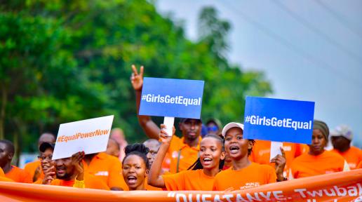Activists during the 16 days of activism solidarity run in Kigali